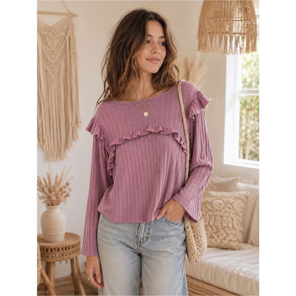 1.4.3. Story by Line Up Mauve Ruffled Blouse